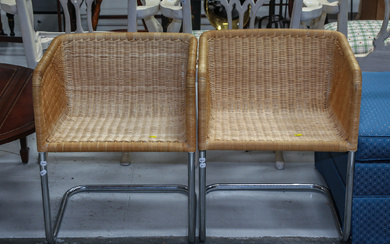 A Pair of Harvey Probber Wicker Chairs