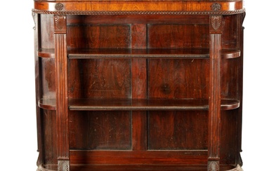 A REGENCY FIGURED ROSEWOOD OPEN BOOKCASE OF SMALL SIZE...