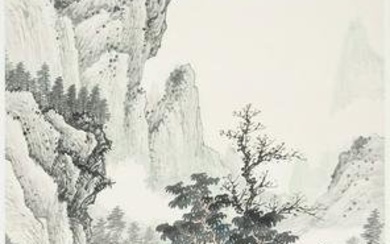 A SCROLL PAINTING OF A RIVER LANDSCAPE, 1904
