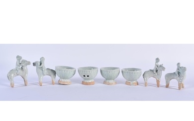 A SET OF FOUR CHINESE QING DYNASTY QINGBAI STONEWARE ANIMALS...