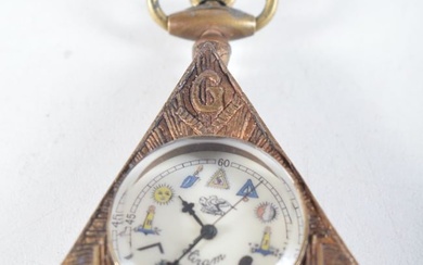 A Triangular Masonic Pocket Watch. 5.8 cm x 5 cm x 1.4cm, Running