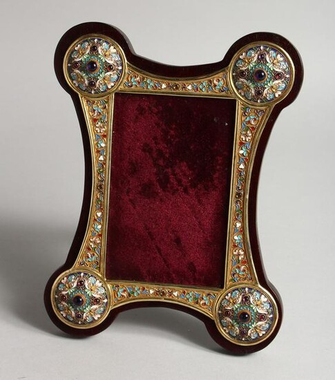 A VERY GOOD RUSSIAN SILVER AND ENAMEL PHOTOGRAPH FRAME