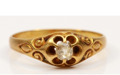 A Victorian 18ct gold single stone old cut diamond dress rin...