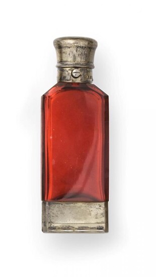 A Victorian Silver-Gilt Mounted Ruby-Glass Scent-Bottle Cum Vinaigrette, by Sampson...