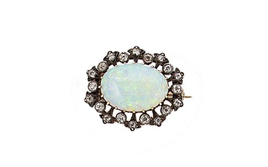 A Victorian opal and diamond brooch