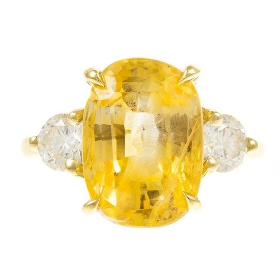 A Yellow Sapphire & Diamond Ring in 18K
