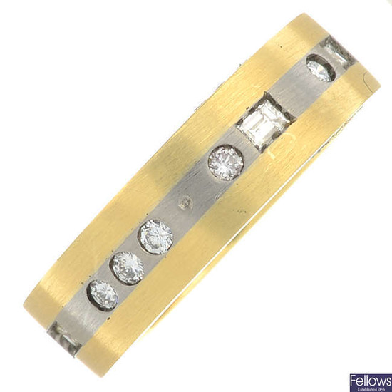 A bi-colour 18ct gold vari-cut diamond 'Morse Code' full eternity ring.