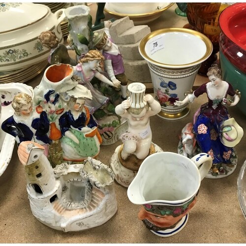 A collection of various china wares to include Dresden figur...