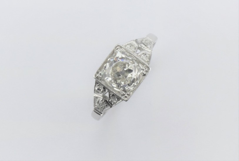 A ladies single stone diamond ring, set with diamond chipped...