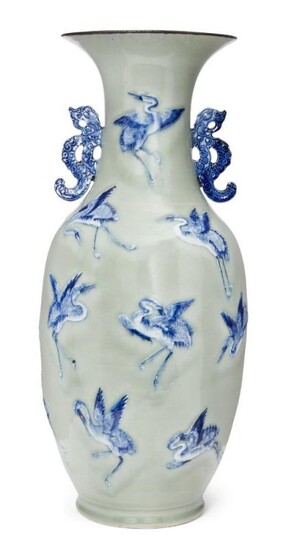 A large Chinese porcelain 'cranes' vase, 18th...