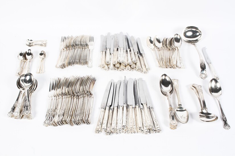 A large collection of mixed kings pattern silver plated cutlery