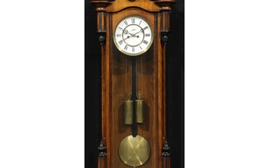 A late 19th century walnut Vienna regulator wall clock, 16cm...
