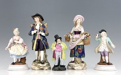 A pair of 19th century continental porcelain figures, bearin...