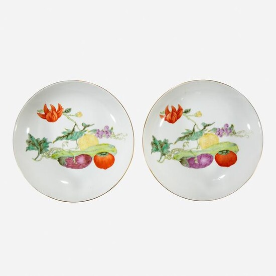 A pair of Chinese porcelain "Vegetable" dishes