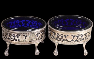 A pair of George III silver table salt cellars, possibly Tho...