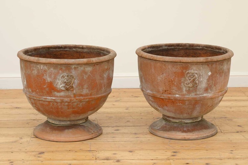 A pair of terracotta planters