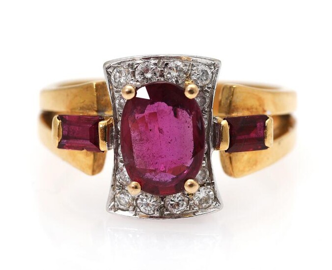 NOT SOLD. A ruby and diamond ring set with three rubies encircled by numerous diamonds, mounted in 18k partly rhodium plated gold. Size 54. – Bruun Rasmussen Auctioneers of Fine Art