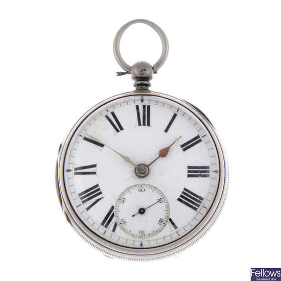 A silver open face pocket watch by Dold & Co. with two silver pocket watches.