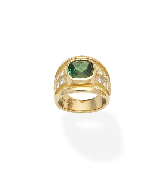 A tourmaline and diamond ring, by