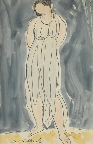 ABRAHAM WALKOWITZ Isadora Duncan. Watercolor, pencil and pen and ink on paper, circa...