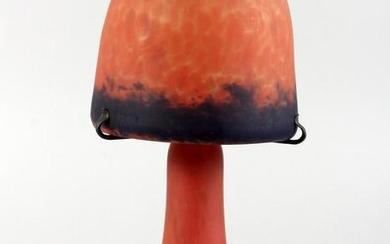 AN ART DECO GLASS LAMP, of mushroom shape, with opaque