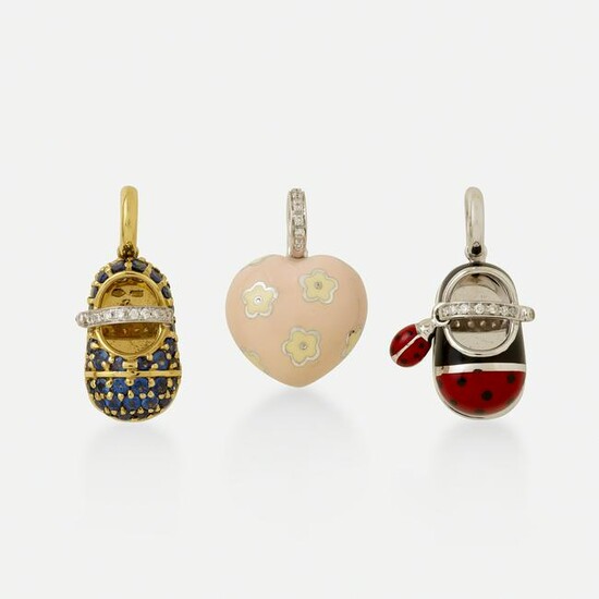 Aaron Basha, Three enamel, gem-set, and gold charms