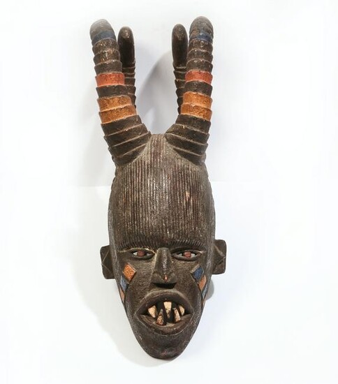 African horned helmet mask, probably Kuba, Congo
