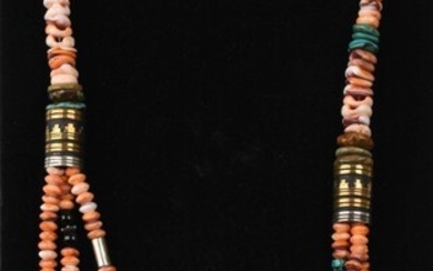 Agate, Turquoise and Onyx Multi Strand Necklace.