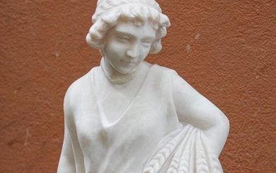 Alberto Currini (XIX-XX) - Sculpture, Allegoria dell'Estate - 52 cm - Alabaster