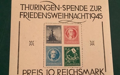 Allied Occupation - Germany (Soviet zone) 1945 - Thuringia: Christmas block with plate error, stamps shifted downwards - Michel blok 2 x IV