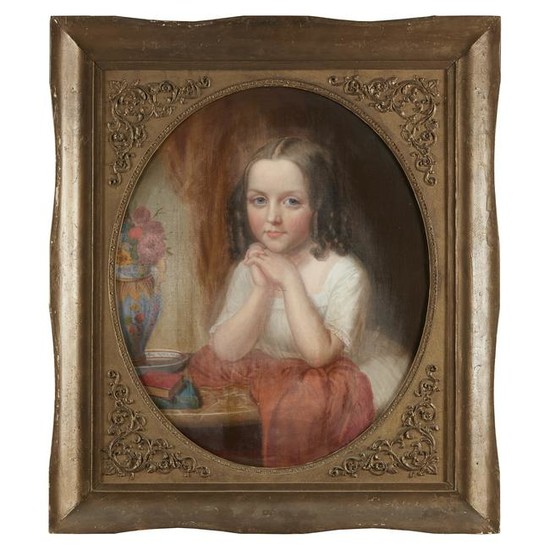 American School 19th century, Portrait of a young girl
