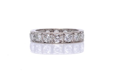 An 18ct hallmarked white gold, diamond full eternity ring co...