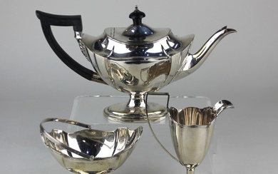 An Edward VII silver three piece tea set