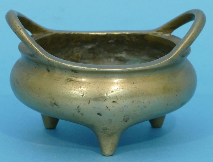 An Oriental Bronze Round Bulbous Shaped 2 Handled Censor, 12...