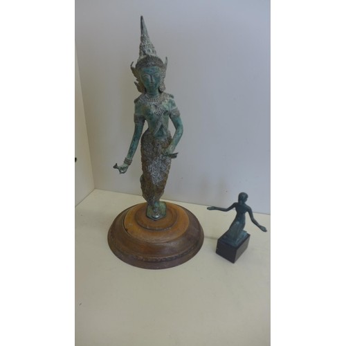 An antique style Siamese or Burmese bronze figure of a dance...