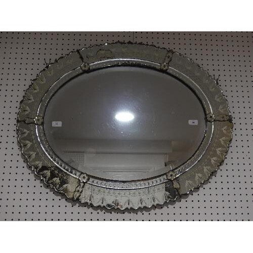 An early 20th century Italian Venetian oval Wall Mirror, wit...