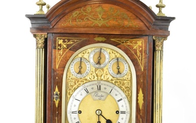 An early 20th century large boardroom triple fusee clock,...
