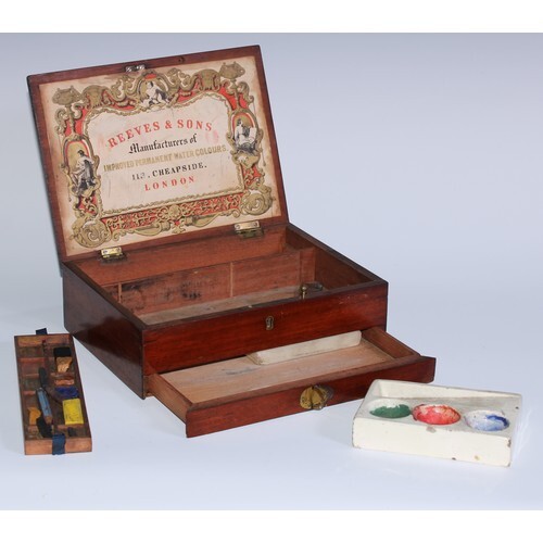 An early Victorian mahogany rectangular artists box, by Reev...