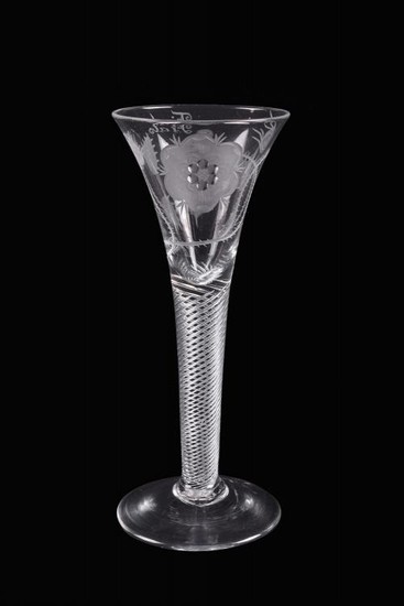 An engraved airtwist wine glass of Jacobite significance