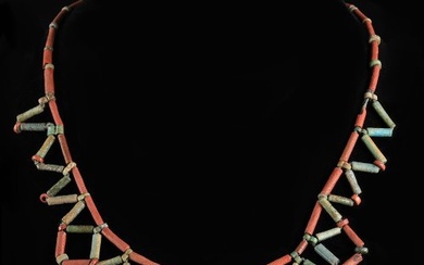Ancient Egypt, Late Period Faience Polychromatic Beaded Necklace