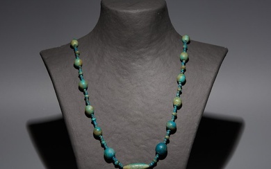 Ancient Egyptian Faience Necklace. Late Period, 664 - 332 B.C. 76 cm length.