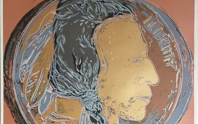 Andy Warhol, Indian Head Nickel (Trial Proof Gold/Red), Screeprint on Lenox Museum Board