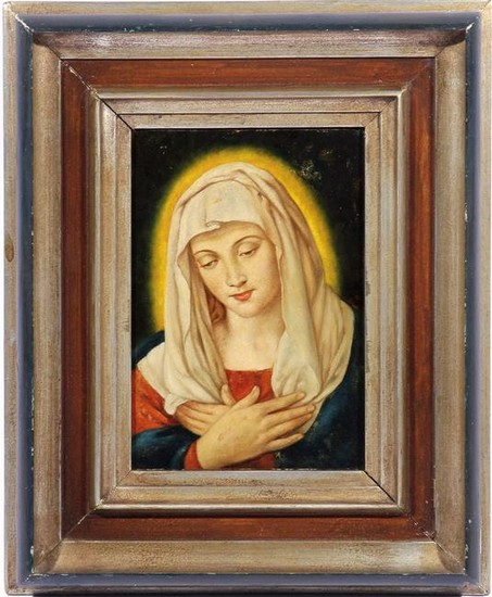 Anonymous, Holy Mary, oil on cardboard 23.5x16 cm