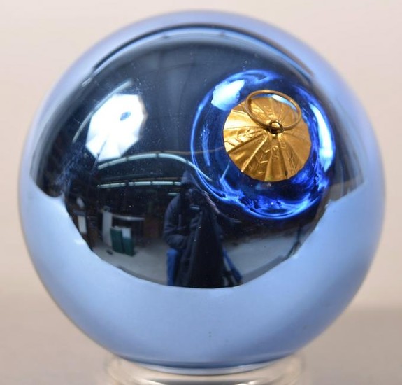 Antique French Royal Blue Glass Ball Form Kugel.
