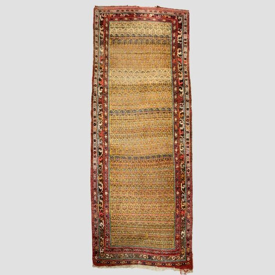Antique Hand Knotted Persian Bijar Oriental Long Rug