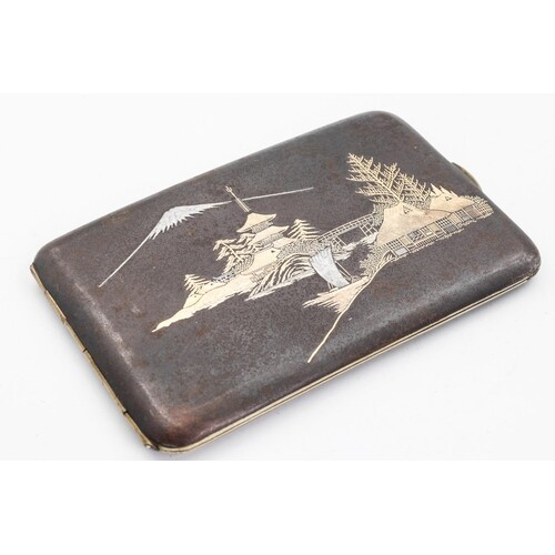 Antique Japanese Cigarette Case with Inlaid Decoration with ...