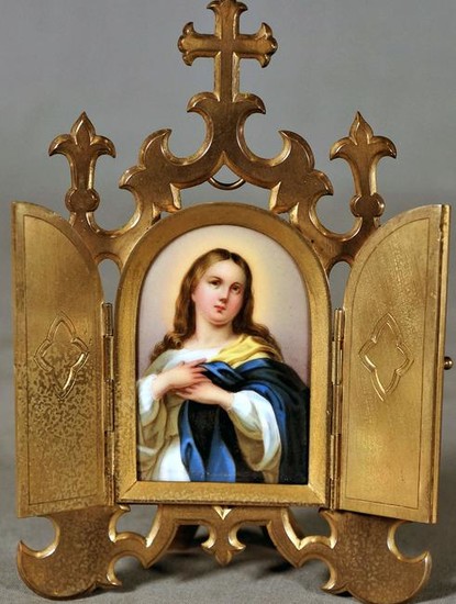 Arched Porcelain Plaque Depicting Christ Figure In