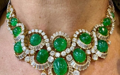 Art Deco Platinum Emerald & Diamond Necklace