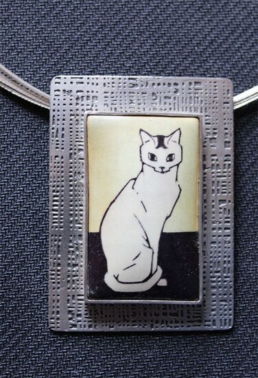 Art Heaven Jewelry - Vintage & Sterling Silver Silver - Cat Pendant With Choker