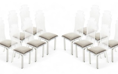 Art Van (American) 20th Century Lucite Dining Chairs Set of 12 H 42.75" W 16" Depth 18"